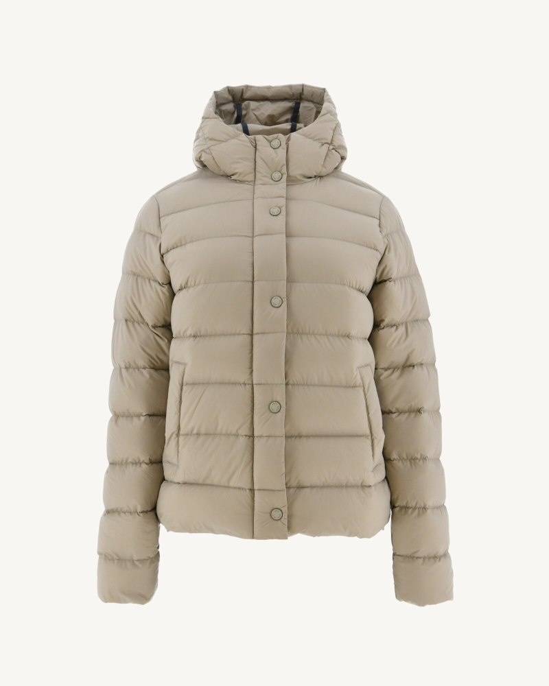 Beige JOTT Jane Straight Hooded Women's Padded Jackets | AGG-4672