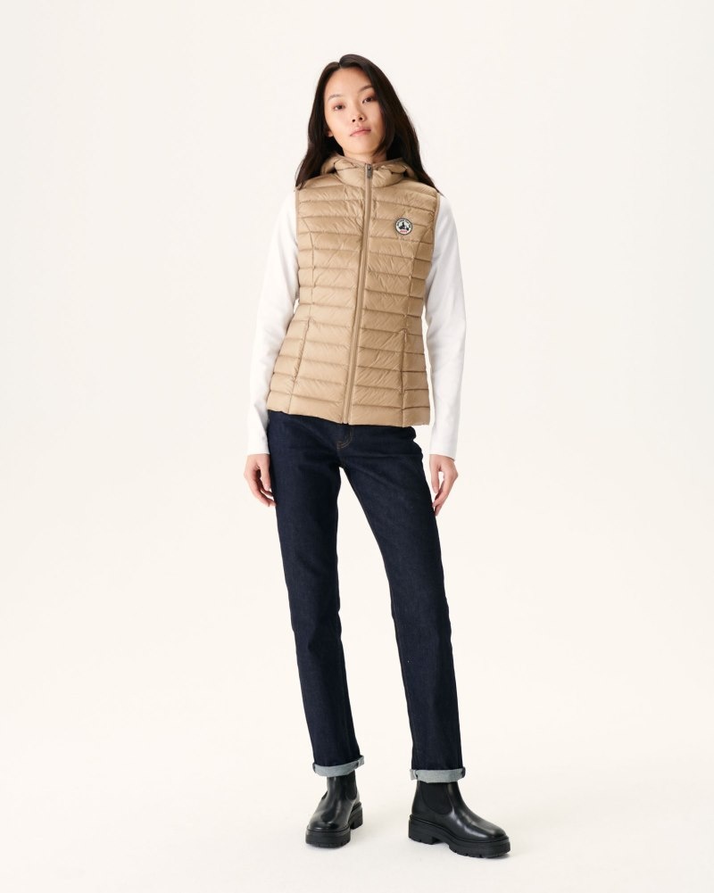 Beige JOTT Mali Light Sleeveless Women's Padded Jackets | GAU-2130