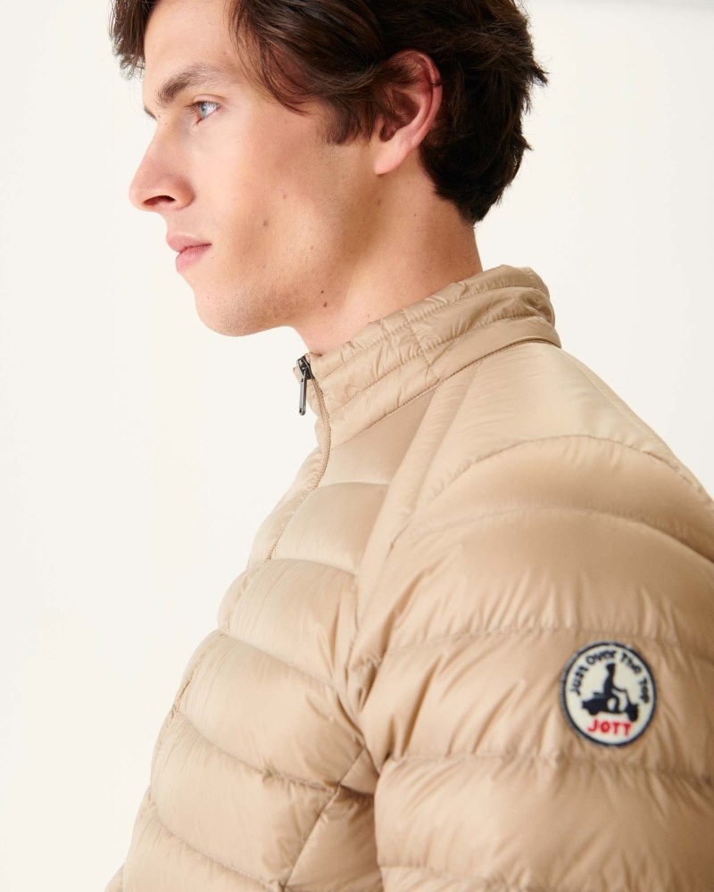 Beige JOTT Matte Lightweight Men's Padded Jackets | LXG-5720