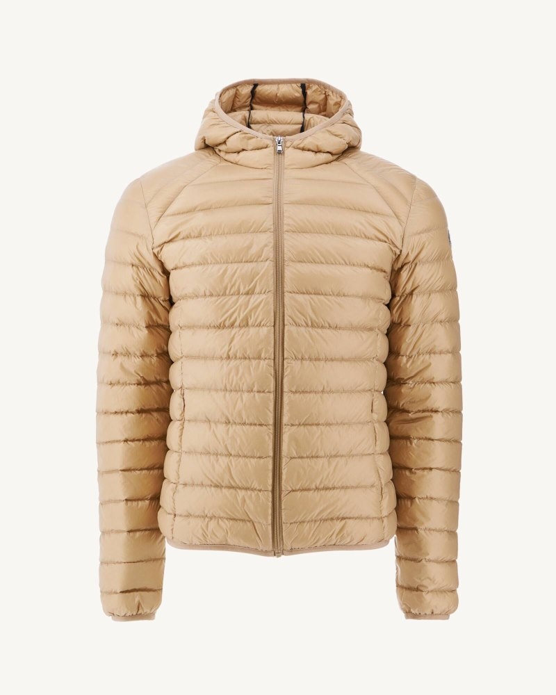 Beige JOTT Nico Light Hooded Men's Down Jackets | COW-9912