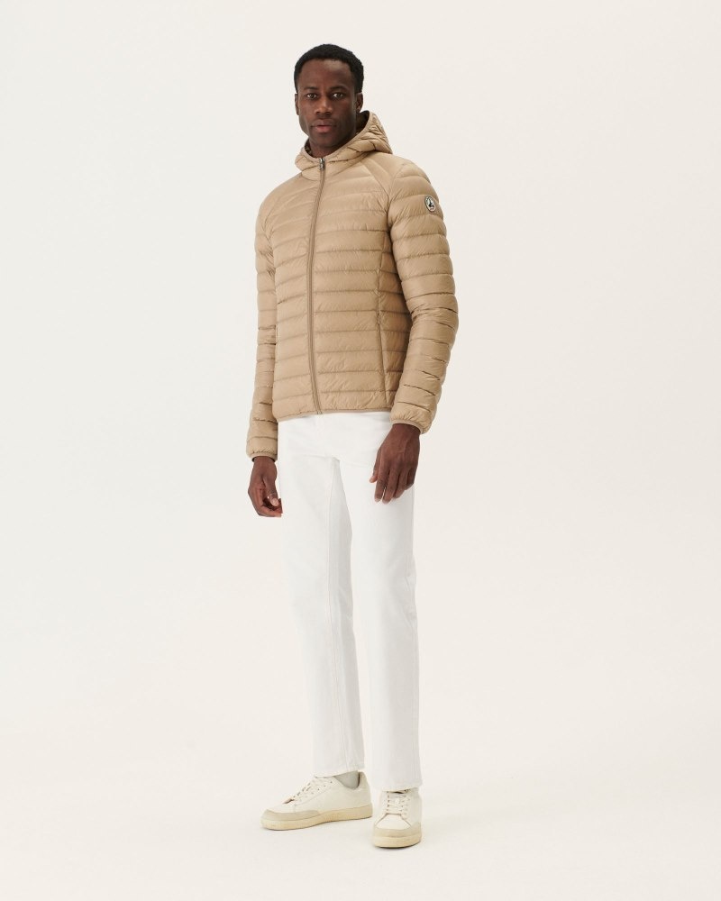 Beige JOTT Nico Light Hooded Men's Down Jackets | COW-9912