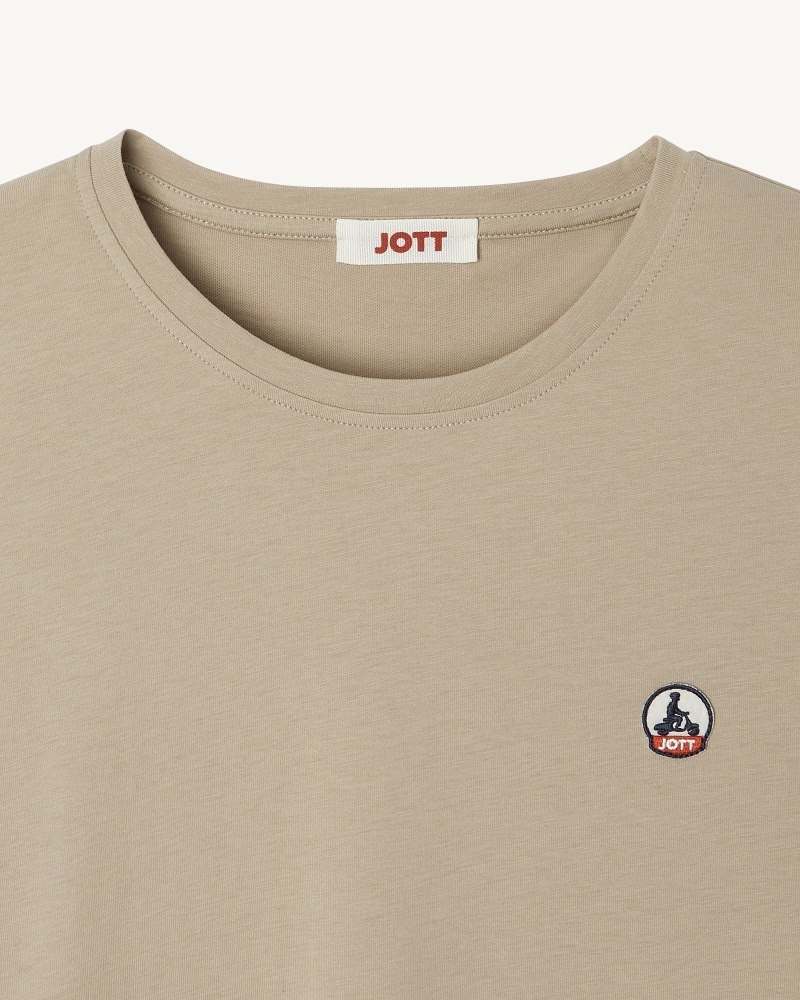 Beige JOTT Rosas Round Neck Women's T Shirts | BLC-9893