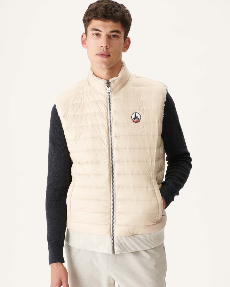 Beige JOTT Sami Great Cold Reversible Sleeveless Men's Down Jackets | RTW-7004