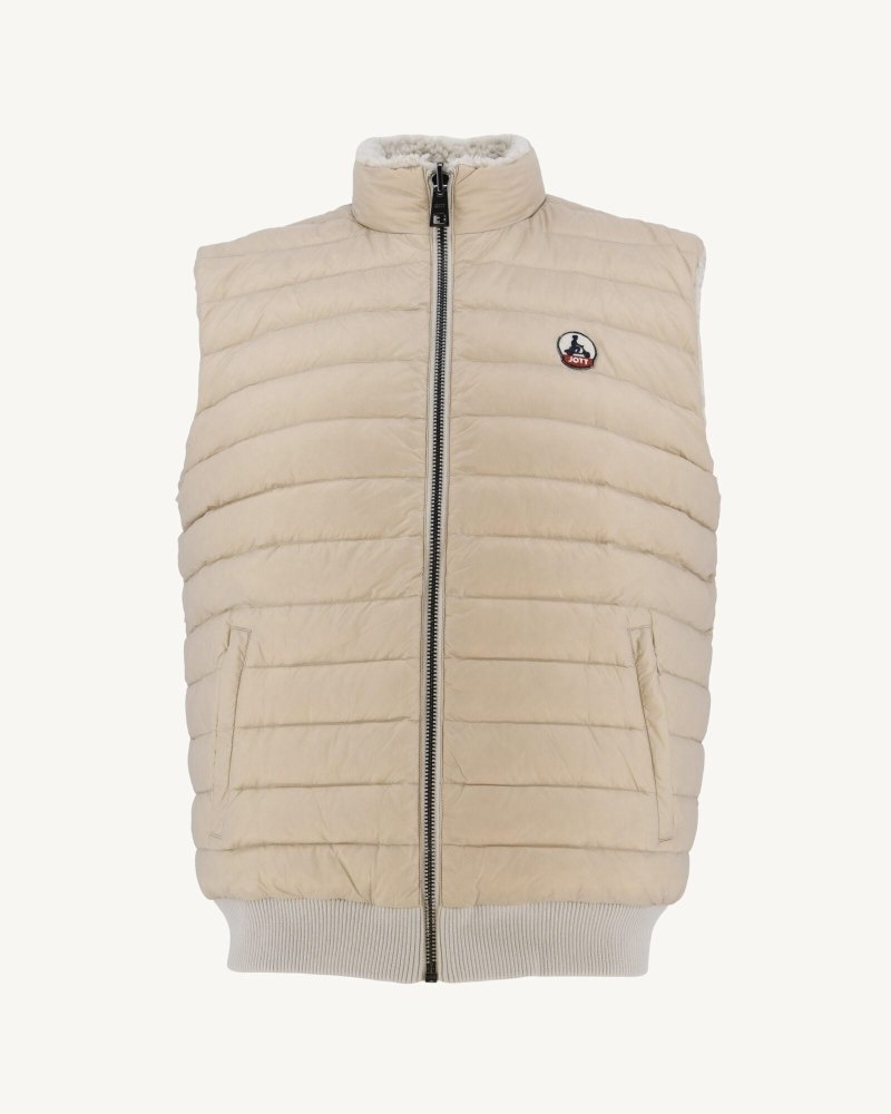 Beige JOTT Sami Great Cold Reversible Sleeveless Men's Down Jackets | RTW-7004