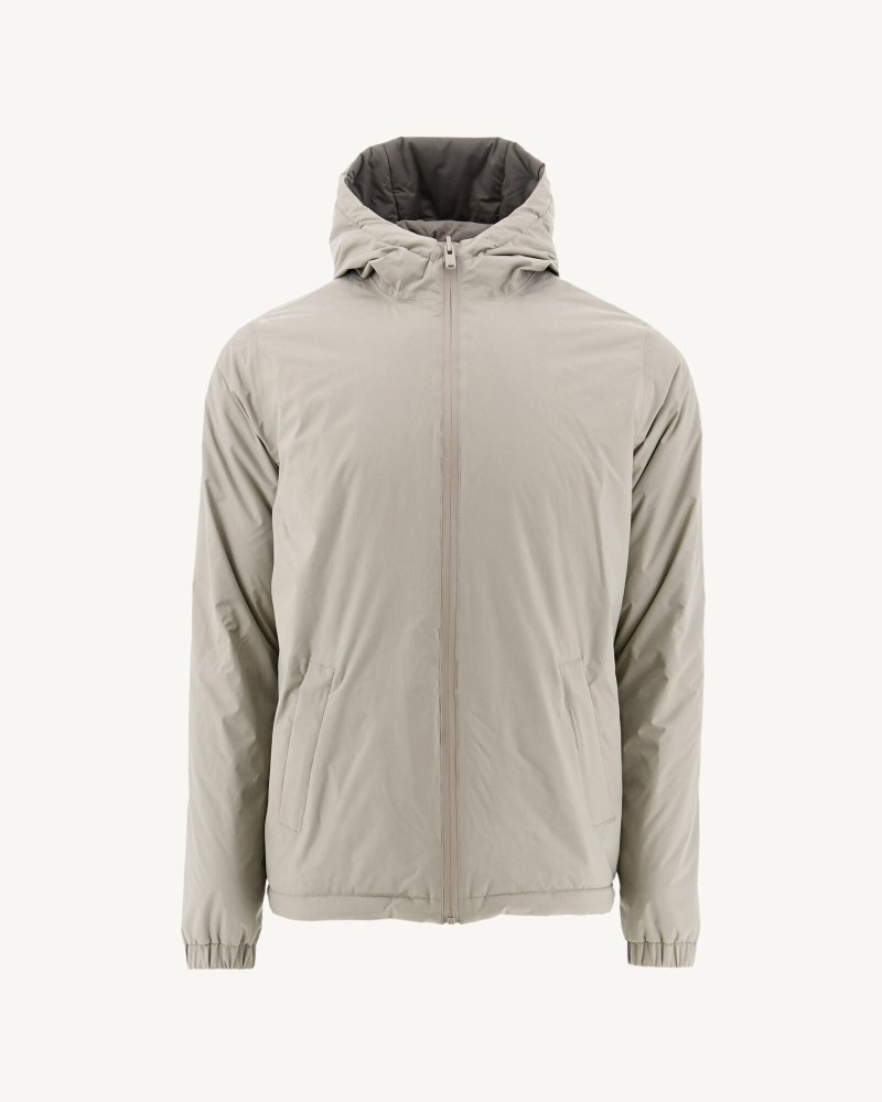 Beige / Grey Brown JOTT Vigo Reversible Ultralight Hooded Men's Down Jackets | WPH-0098