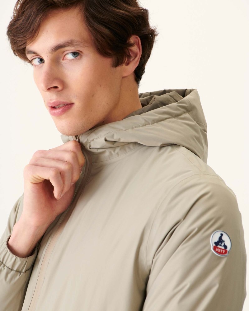 Beige / Grey Brown JOTT Vigo Reversible Ultralight Hooded Men's Down Jackets | WPH-0098