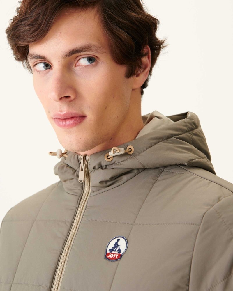 Beige / Grey Brown JOTT Vigo Reversible Ultralight Hooded Men's Down Jackets | WPH-0098