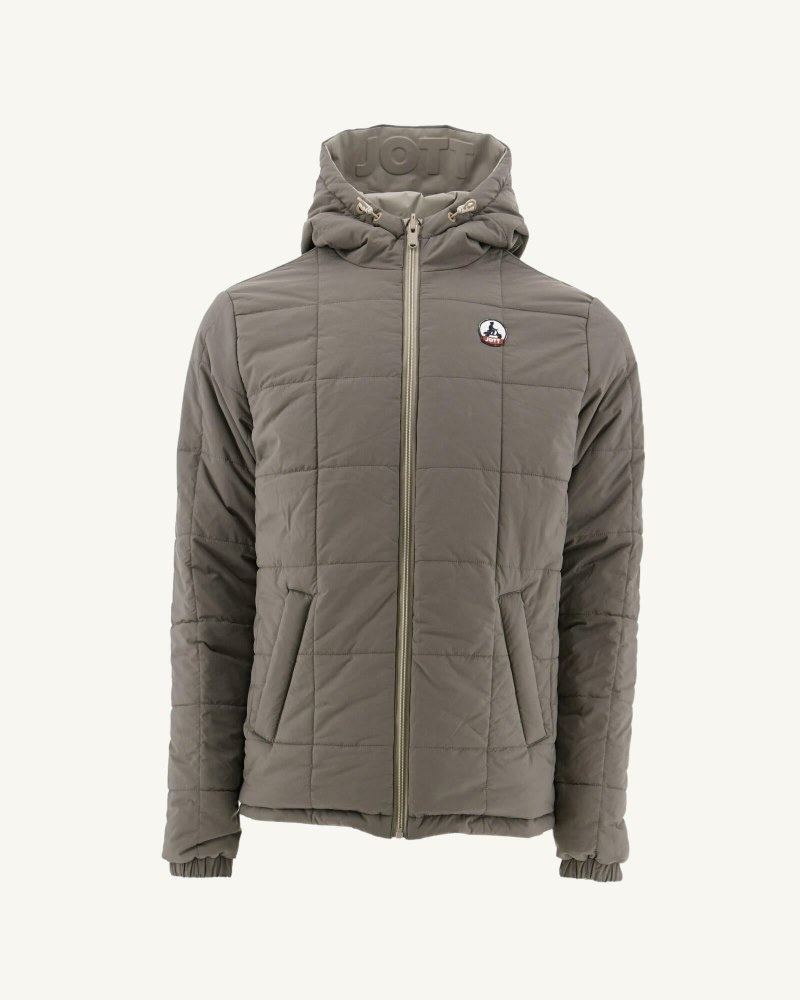 Beige / Grey Brown JOTT Vigo Reversible Ultralight Hooded Men's Down Jackets | WPH-0098