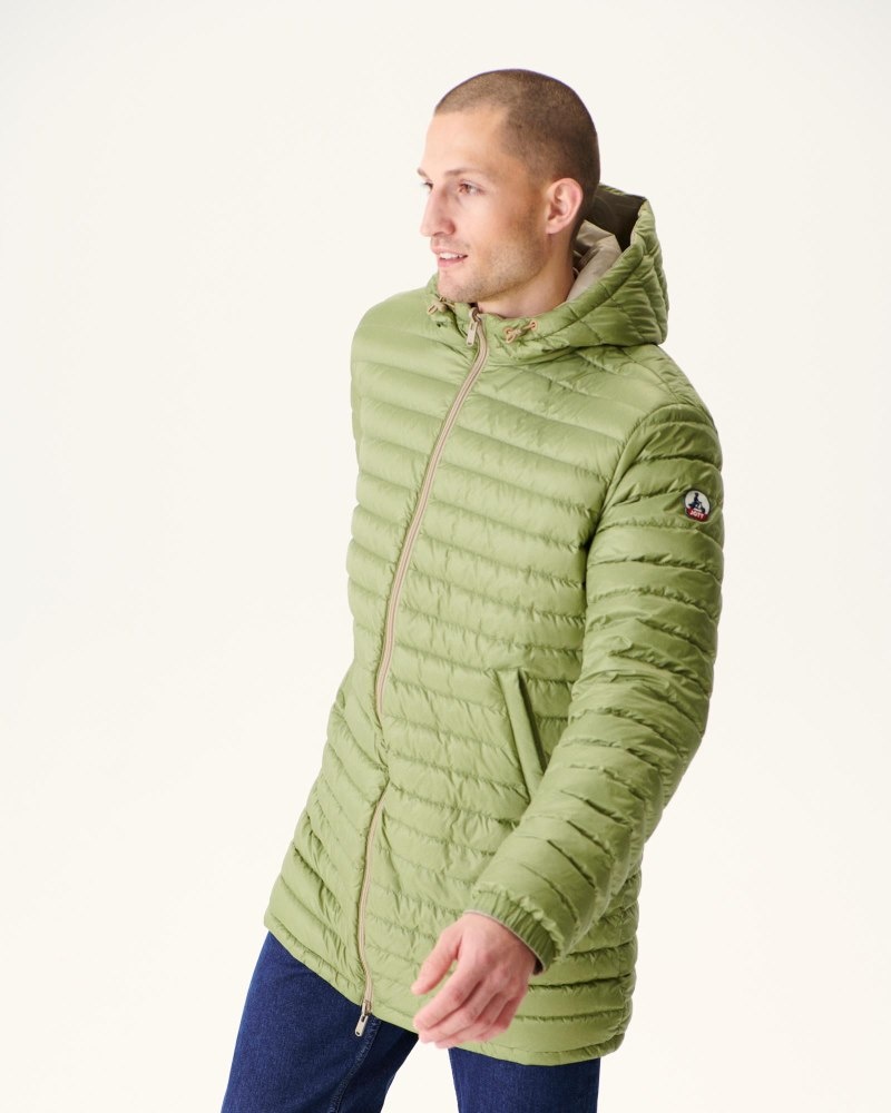 Beige / Light Khaki JOTT Amsterdam Long Reversible Hooded Men's Puffer Jackets | RSE-1435