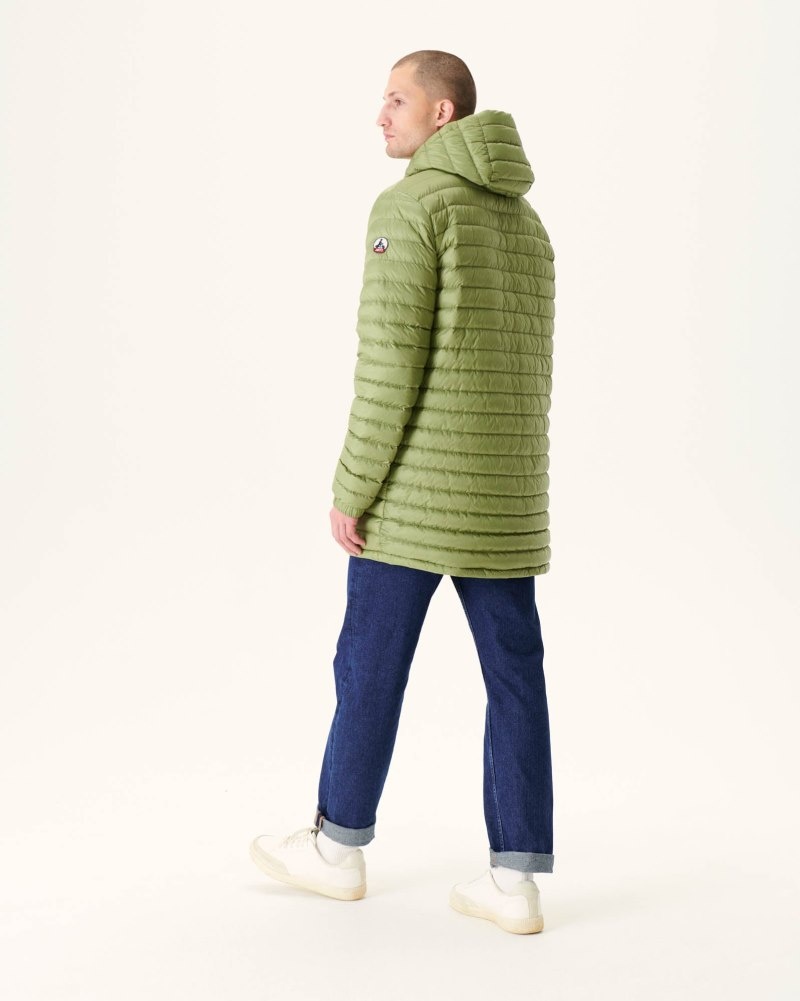 Beige / Light Khaki JOTT Amsterdam Long Reversible Hooded Men's Puffer Jackets | RSE-1435