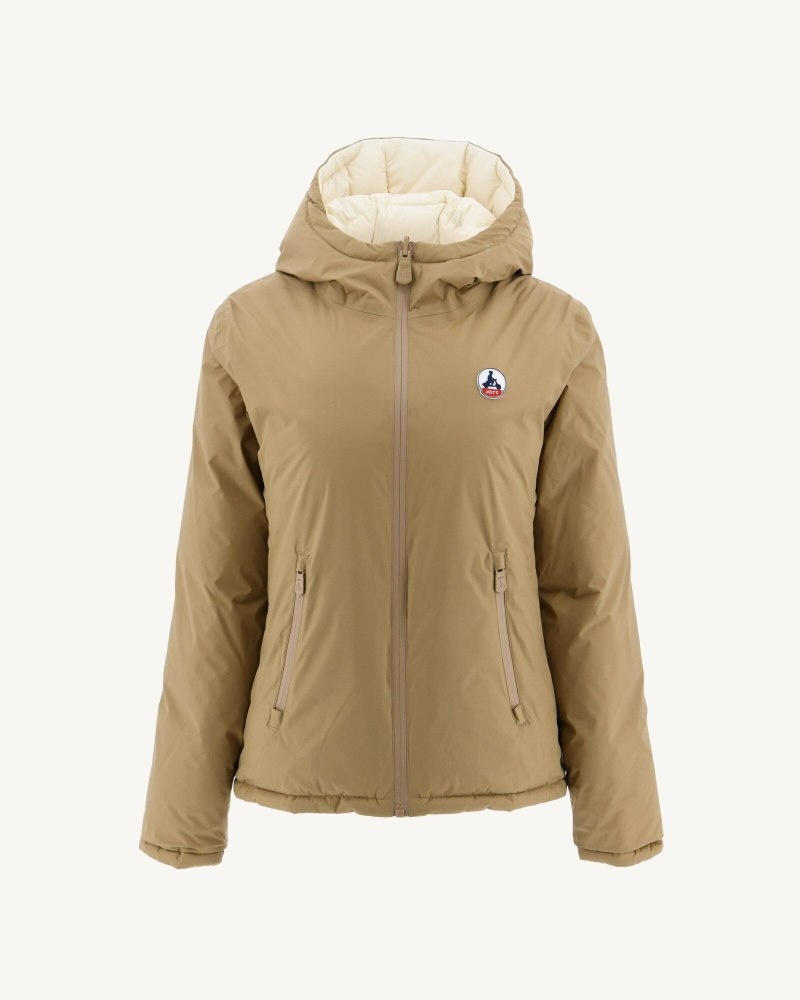 Beige / Off-White JOTT Victoria Reversible Great Cold Women's Down Jackets | GLD-8645