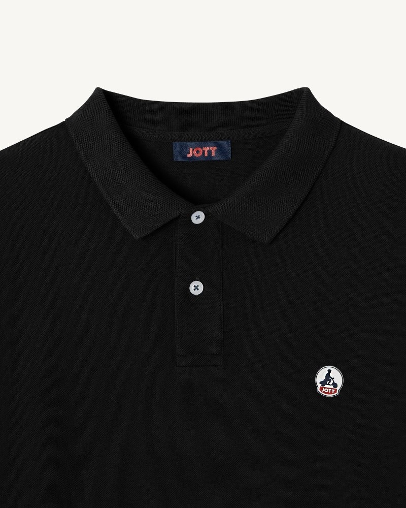 Black JOTT Arcachon Men's Polo Shirts | QLK-0946