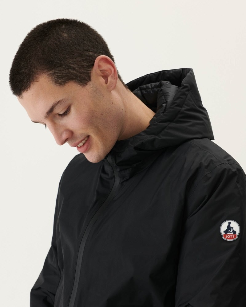 Black JOTT Bergen Reversible Hooded Men's Puffer Jackets | PCV-8754