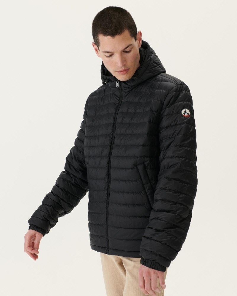 Black JOTT Bergen Reversible Hooded Men's Puffer Jackets | PCV-8754