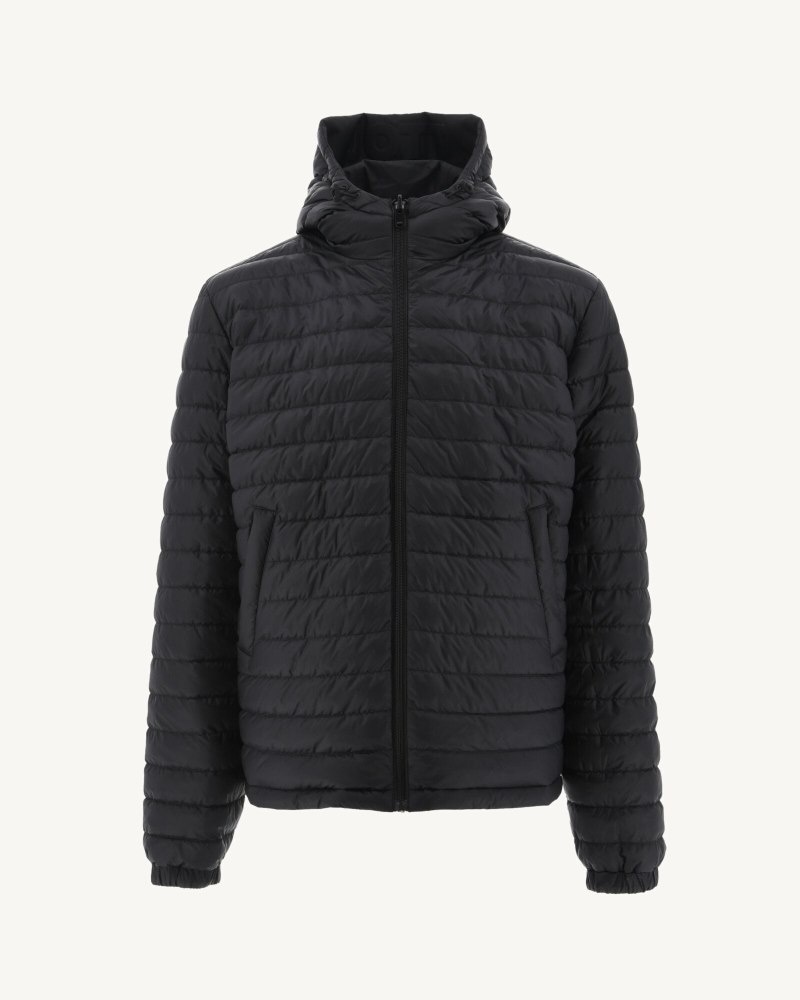 Black JOTT Bergen Reversible Hooded Men's Puffer Jackets | PCV-8754