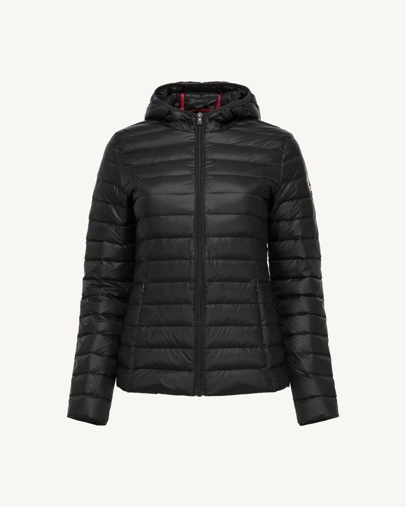 Black JOTT Cloe Lightweight Hooded Women's Puffer Jackets | HFR-1869