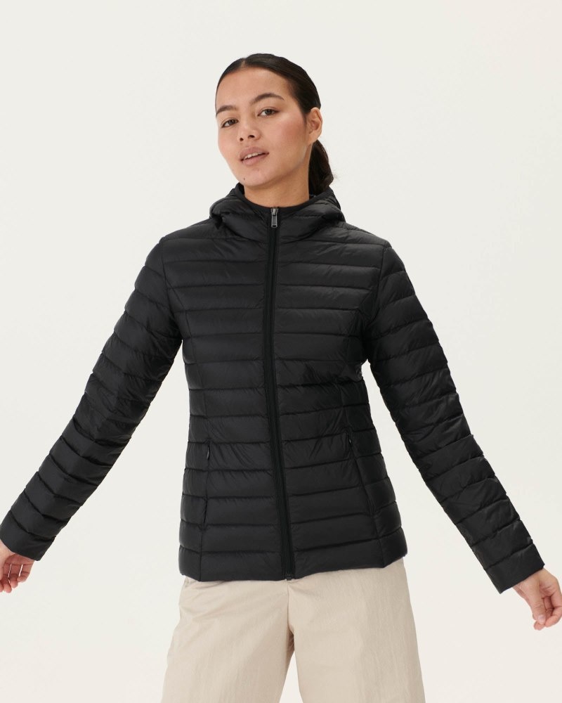 Black JOTT Cloe Lightweight Hooded Women\'s Puffer Jackets | HFR-1869