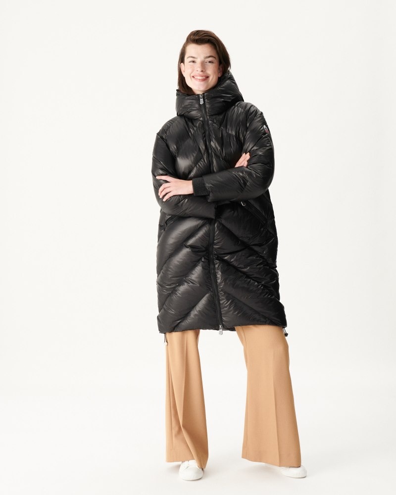 Black JOTT Comet Long Great Cold Women's Padded Jackets | VMX-9733