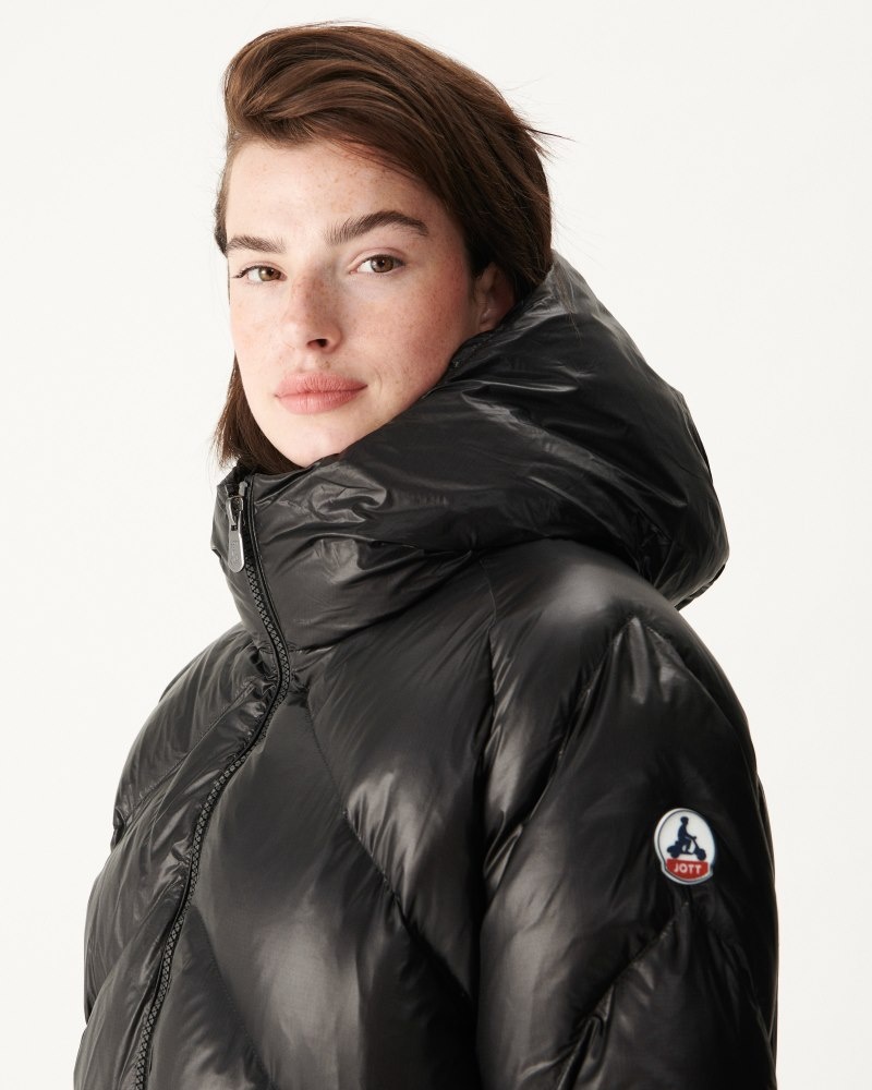 Black JOTT Comet Long Great Cold Women's Padded Jackets | VMX-9733