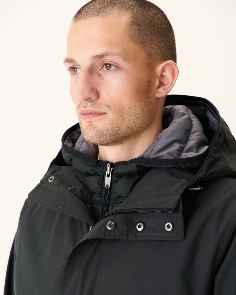 Black JOTT Gobi Reversible 5-in-1 Hooded Men's Parka | GKL-5374