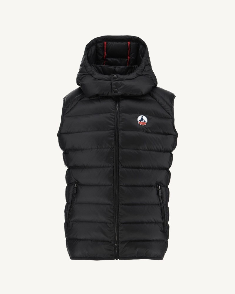 Black JOTT Grand Cold Sleeveless Men's Down Jackets | UZM-6678