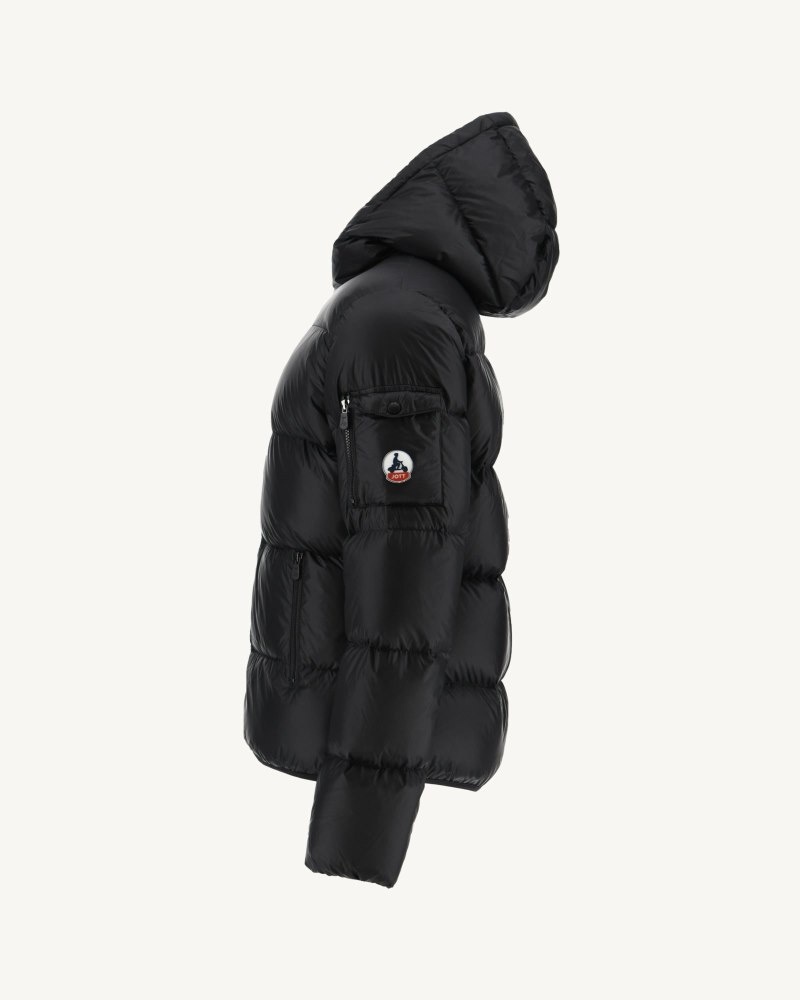 Black JOTT Java Great Cold Hooded Men's Down Jackets | JXQ-9773