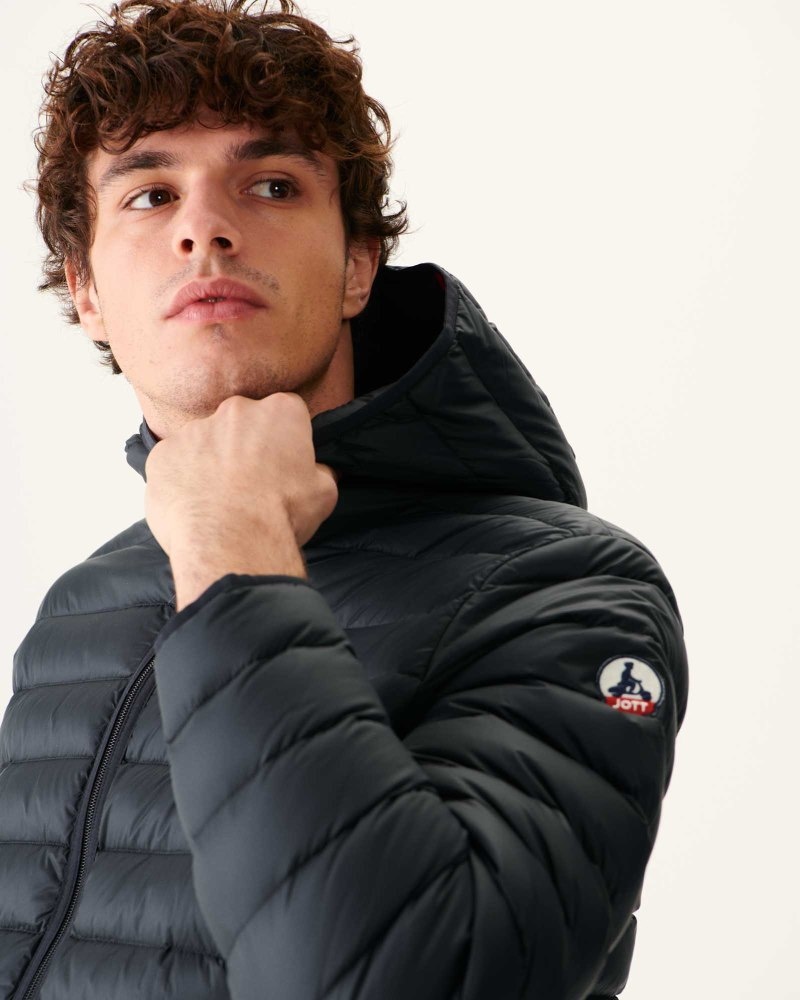 Black JOTT Luc Long Men's Down Jackets | RTV-9484