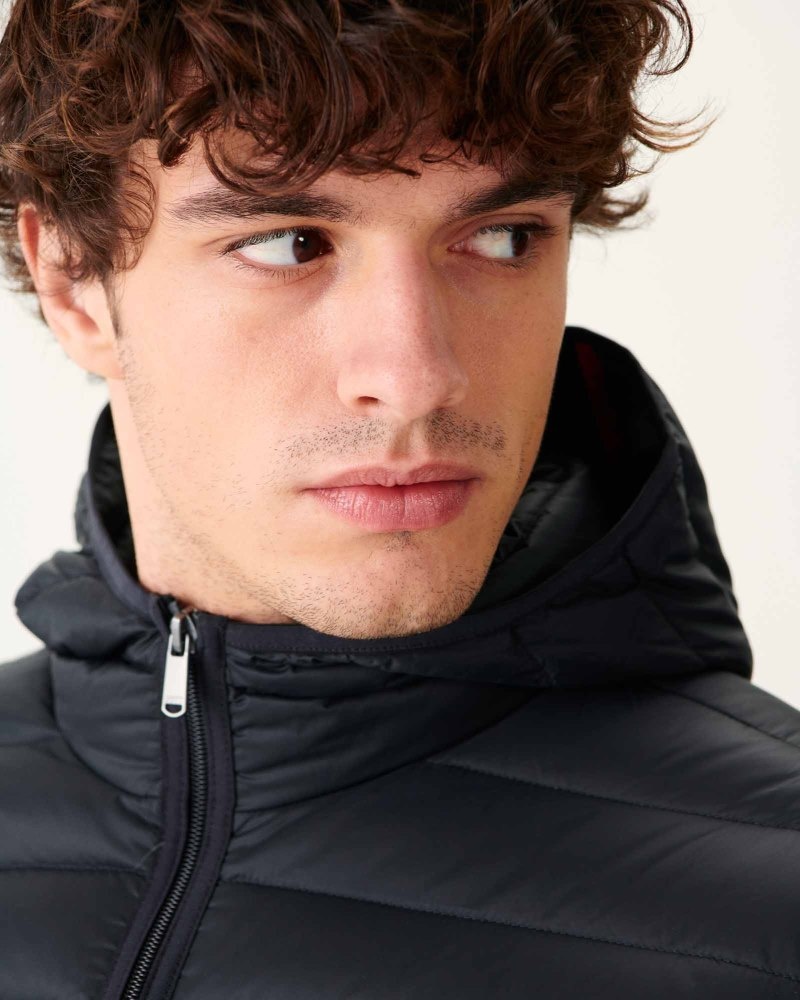 Black JOTT Luc Long Men's Down Jackets | RTV-9484