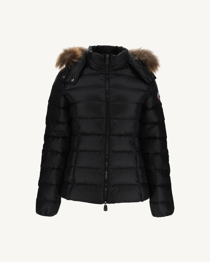 Black JOTT Luxury Extreme Cold Hooded Women's Down Jackets | ZVD-5018