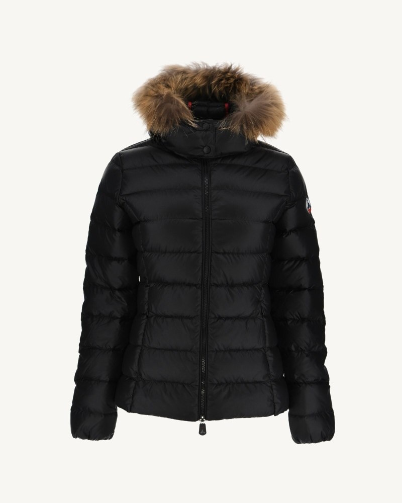 Black JOTT Luxury Extreme Cold Hooded Women's Down Jackets | ZVD-5018