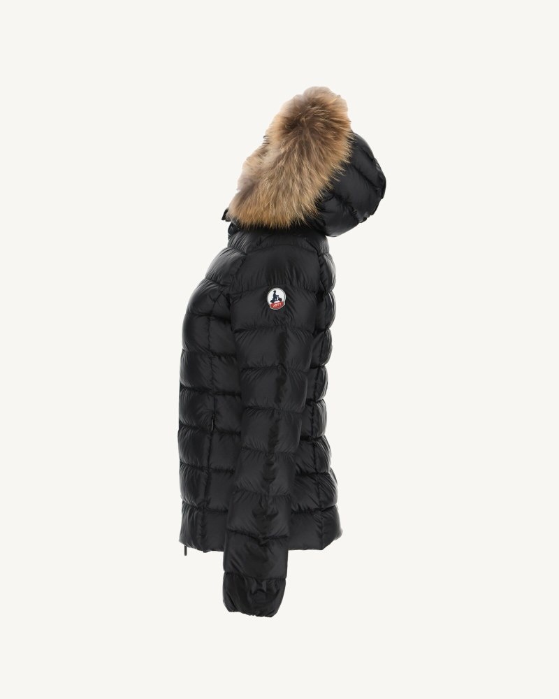 Black JOTT Luxury Extreme Cold Hooded Women's Down Jackets | ZVD-5018