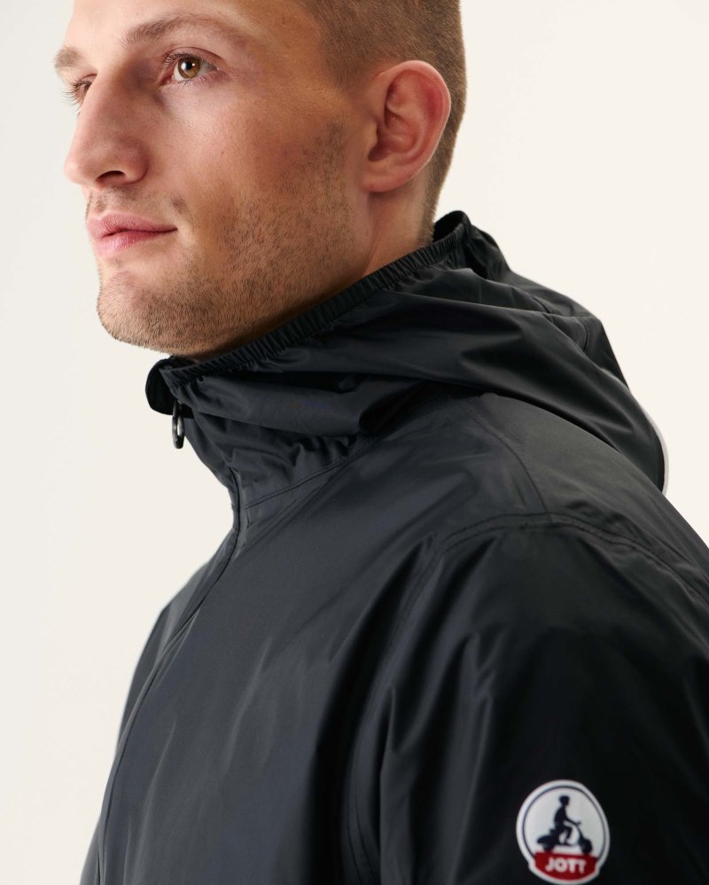 Black JOTT Manila Packable Hooded Men's Jackets | CCU-4032