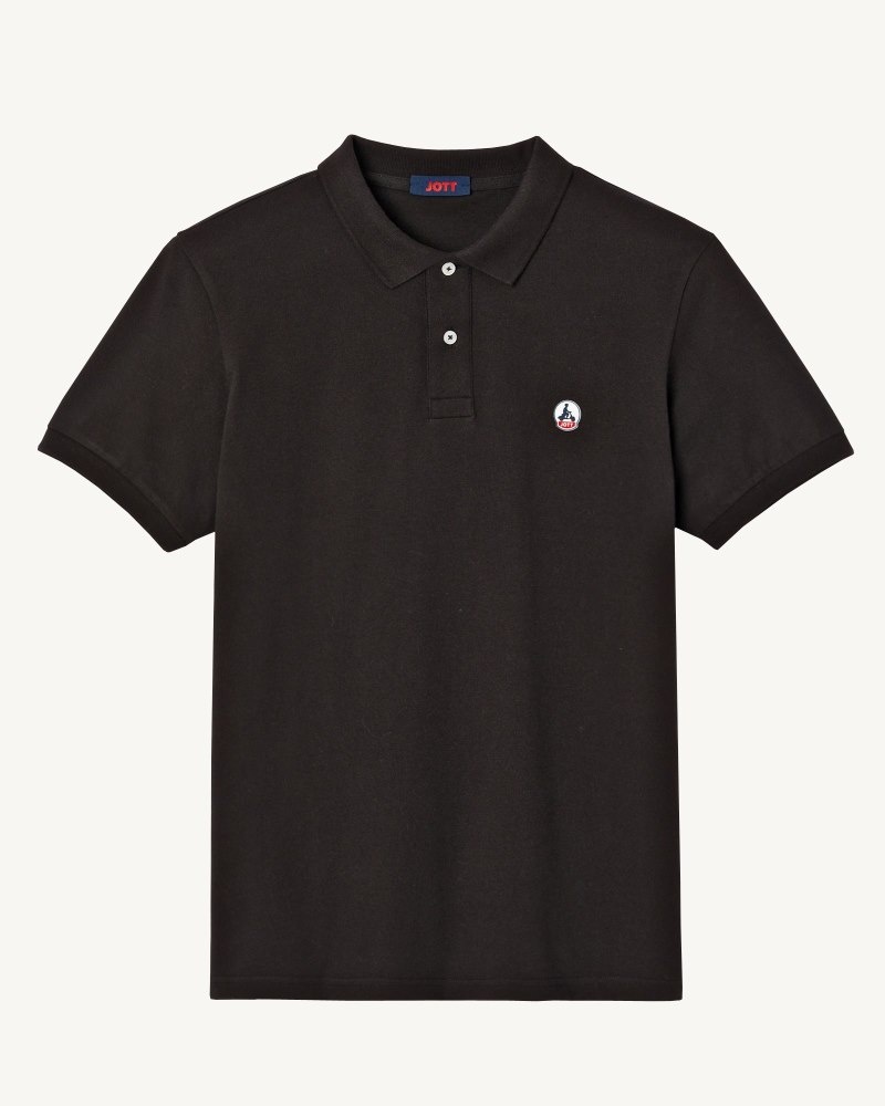 Black JOTT Marbella Organic Cotton Men's Polo Shirts | VQJ-9506