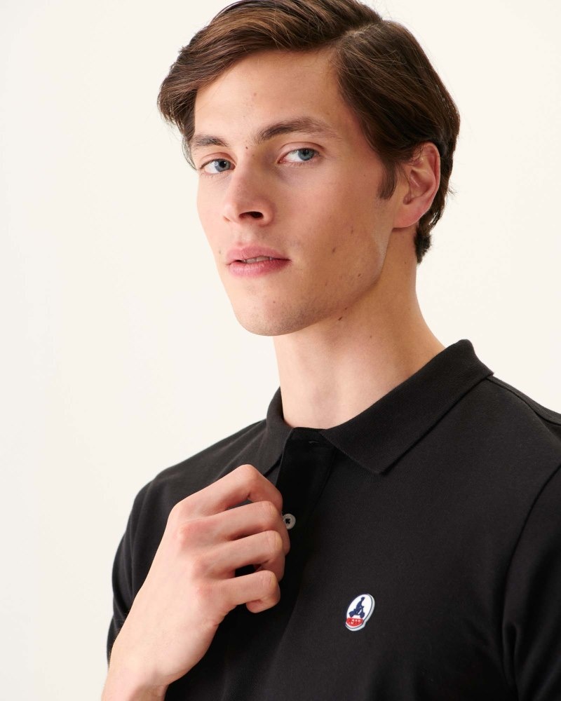 Black JOTT Marbella Organic Cotton Men's Polo Shirts | VQJ-9506