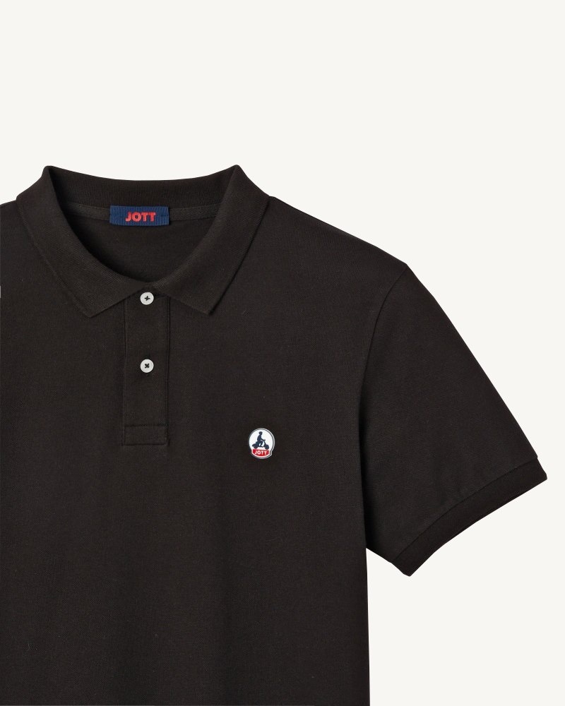 Black JOTT Marbella Organic Cotton Men's Polo Shirts | VQJ-9506