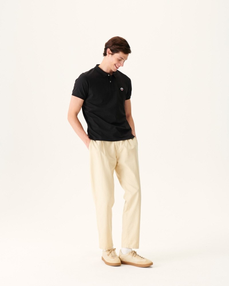 Black JOTT Marbella Organic Cotton Men's Polo Shirts | VQJ-9506