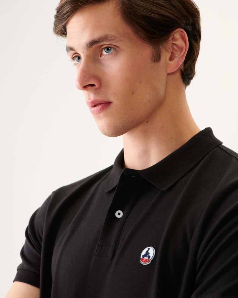 Black JOTT Marbella Organic Cotton Men's Polo Shirts | VQJ-9506