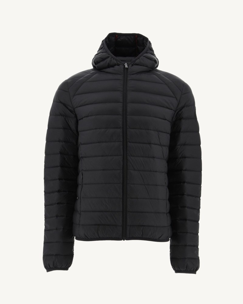 Black JOTT Nico Lightweight Hooded Men's Puffer Jackets | HRC-8351