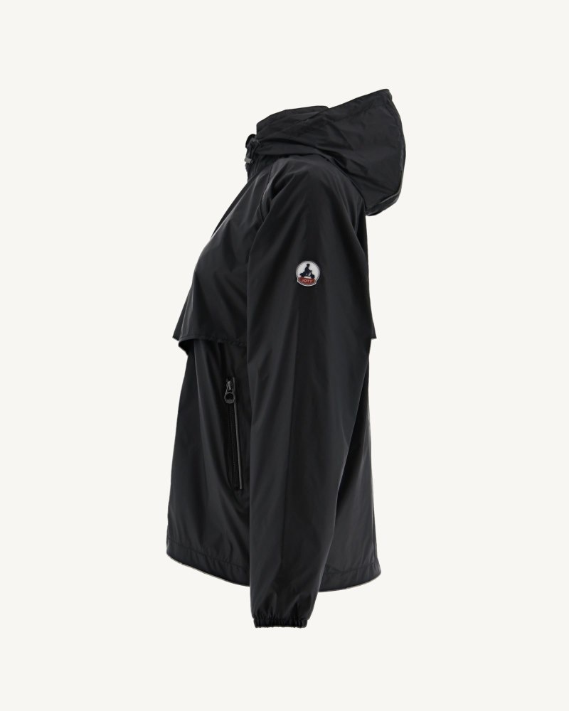 Black JOTT Scirocco Hooded Women's Windbreaker | UEP-8686