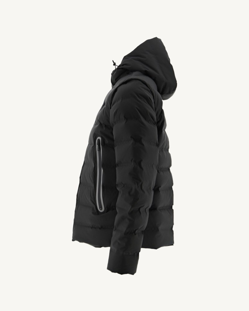 Black JOTT Ulaan 4-in-1 Hooded Men's Puffer Jackets | UMM-9005