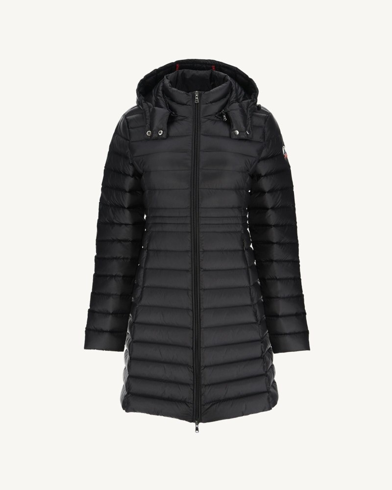 Black JOTT Vero Long Hooded Women's Puffer Jackets | DVJ-5963