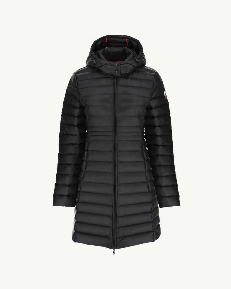 Black JOTT Vero Long Hooded Women's Puffer Jackets | DVJ-5963