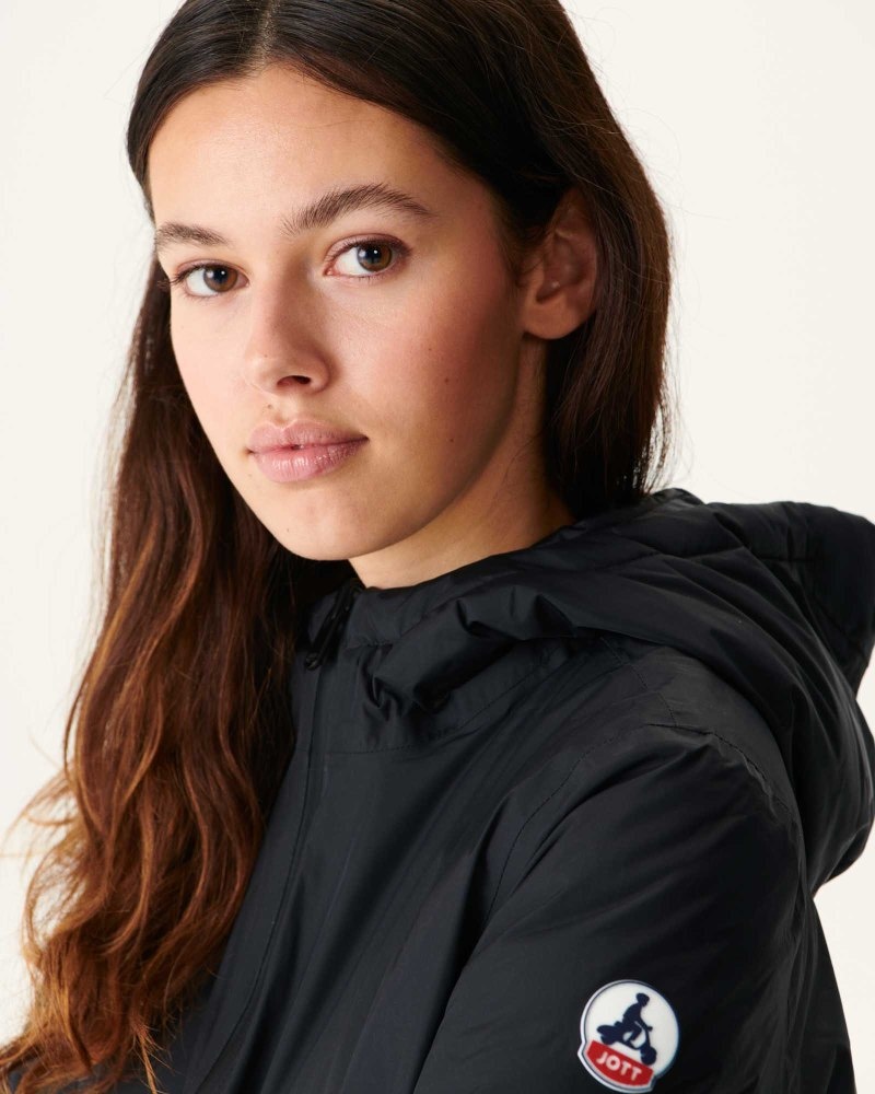 Black JOTT Vienne Reversible Hooded Women's Puffer Jackets | CGP-9787