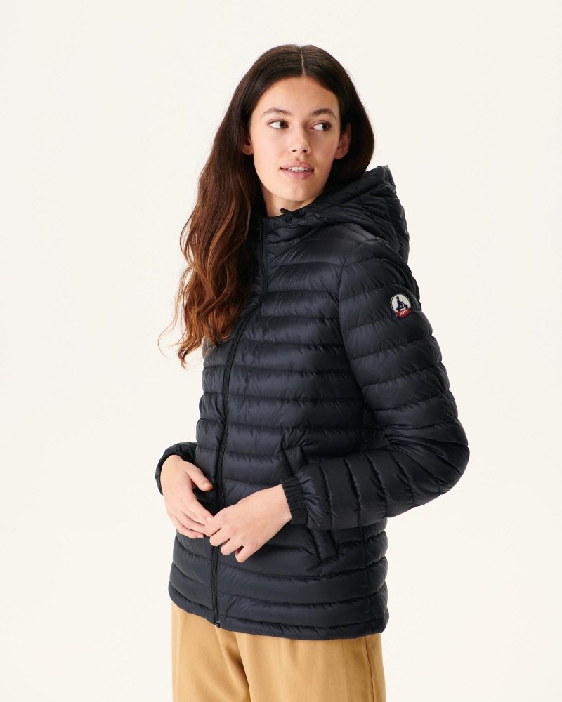 Black JOTT Vienne Reversible Hooded Women's Puffer Jackets | CGP-9787