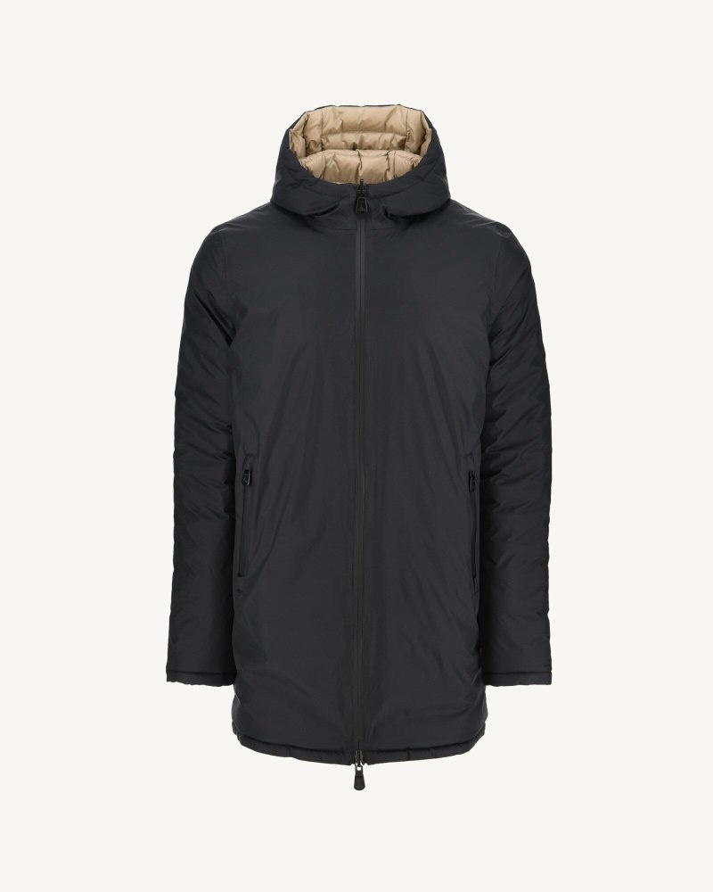 Black / Beige JOTT Amsterdam Reversible Men's Down Jackets | CWT-1280