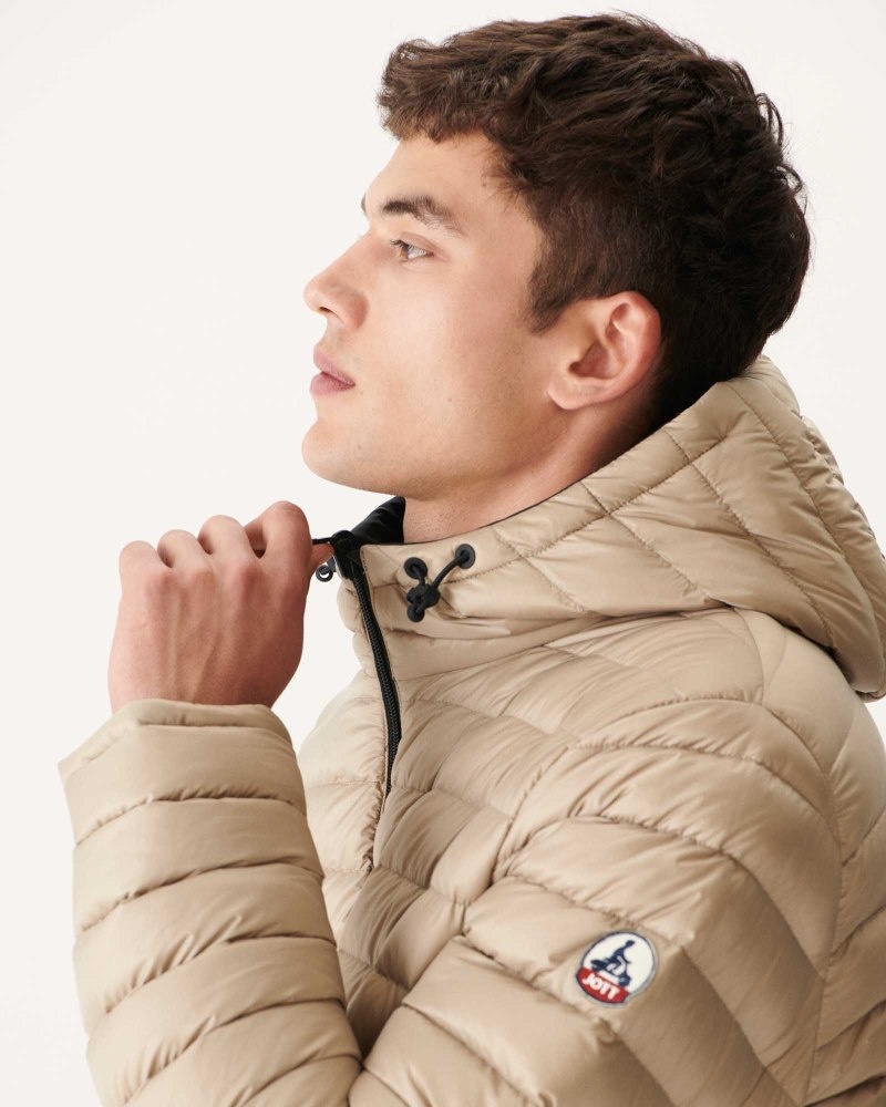 Black / Beige JOTT Amsterdam Reversible Men's Down Jackets | CWT-1280