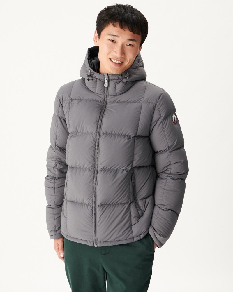 Black / Deep Grey JOTT Aspen Reversible Great Cold Hooded Men's Down Jackets | WOK-1599