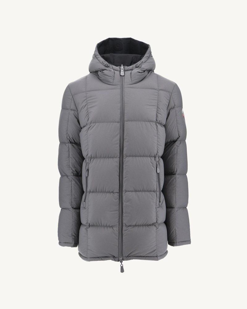 Black / Deep Grey JOTT Toronto Reversible Extreme Cold Hooded Men's Down Jackets | KVK-4910