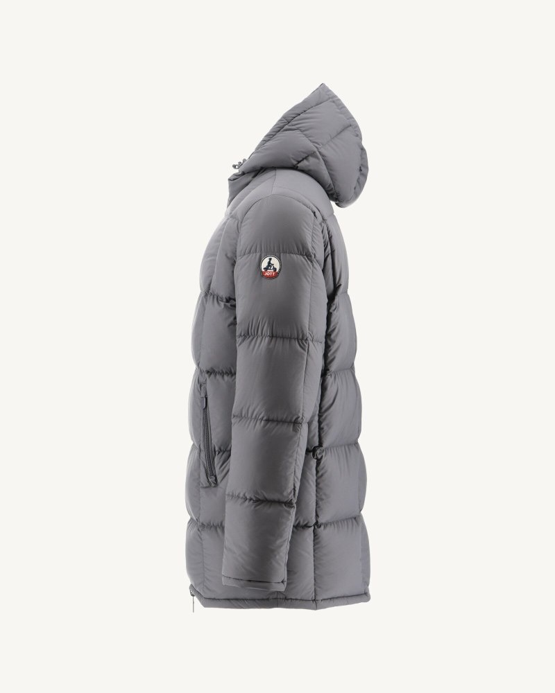 Black / Deep Grey JOTT Toronto Reversible Extreme Cold Hooded Men's Down Jackets | KVK-4910