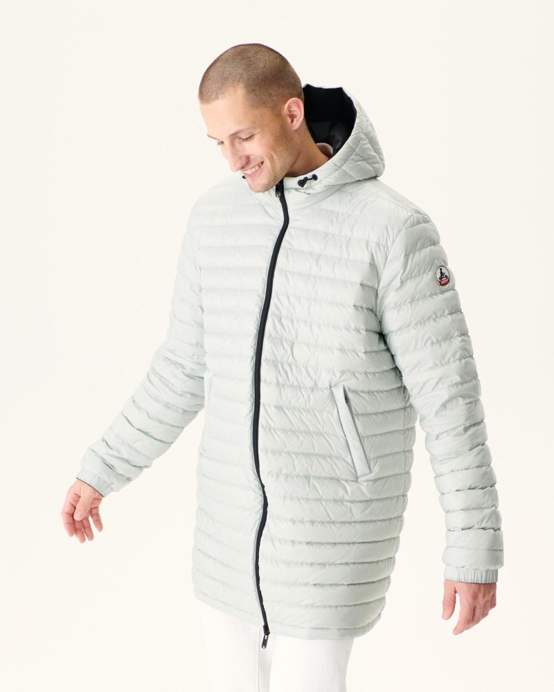 Black / Light Grey JOTT Amsterdam Long Reversible Hooded Men's Down Jackets | CBC-1193